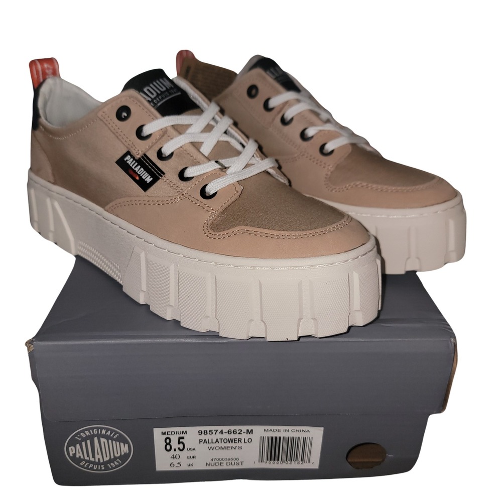 Palladium Pallatower Lo Platform Sneakers Nude Dust Casual Shoes Size 8.5